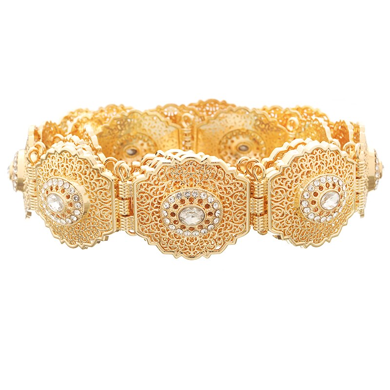 Klassieke Dame Gesneden Metalen Taille Ketting Marokkaanse Stijl Vrouwen Hollow Patroon Metalen Riem