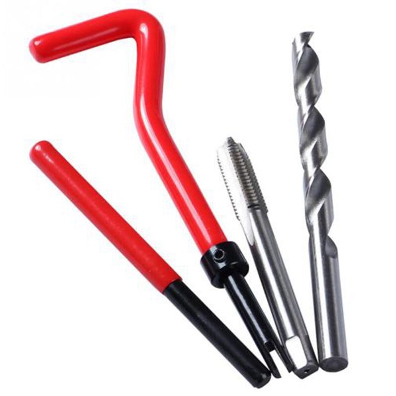 30Pcs M6 Tap Wrench Cutter Repair Kit Hand Tools Red Thread Wire Insert Stainless Steel Small Wrench Repairing Tool Kit