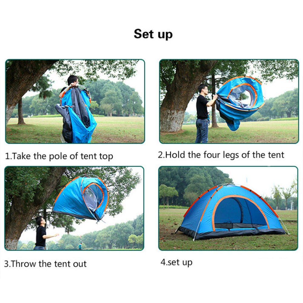 2-4 Persoon Pop Up Automatische Tent Instant Camping Tent Backpacken Familie Dome Tenten Voor Camping Wandelen Reizen