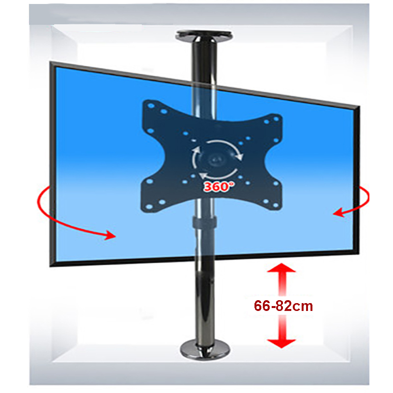 Soporte giratorio de acero inoxidable 360 para TV LCD, montaje de montaje en pared divisoria, Altura ajustable de 66-82cm, 19-40 pulgadas, , BG11-S