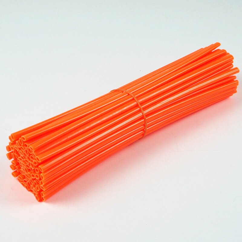 Llanta de rueda de motocicleta de 24cm, tubo fluorescente de radios, cubierta protectora de rueda de moto de cross, radios decorativos, 72 unids/set por juego: Naranja