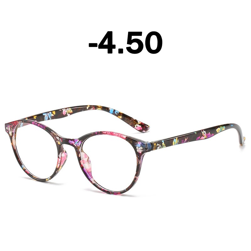 Elbru Afgewerkt Bijziendheid Bril Vrouwen 0-0.5 1.0 1.5 2.0 2.5 3 3.5 4 4.5 5.0 5.5 6 Retro bloemenprint Bijziendheid Optische Glazen Frame: Floral -4.50