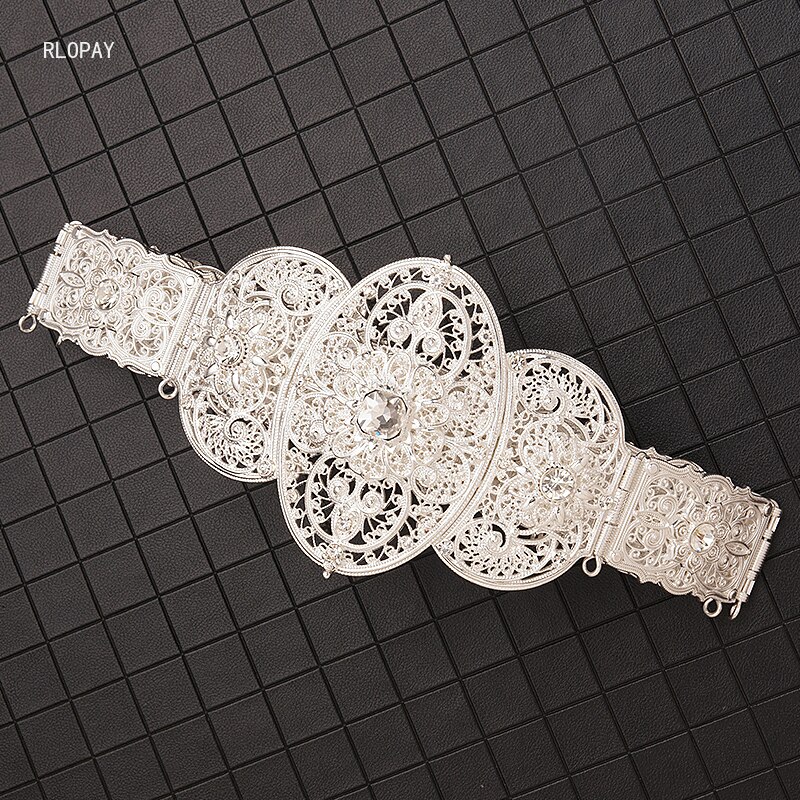 Tradycyjne kaukaskie ślubne paski platerowane srebrem świecący kryształowy pasek robić sukni ślubnej łańcuszki metalowe panna młoda pasy