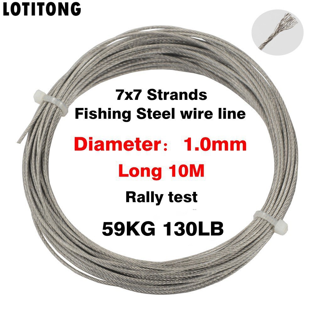 10M 70LB-368LB fishing steel wire line 7x7 strands Trace Coating Wire Leader Coating Jigging Wire Lead Fish Jigging Line 0.8-2mm: 130lb 1.0mm 10 Meter