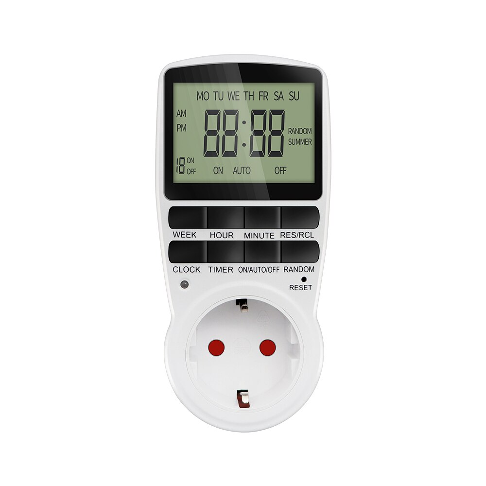 Digitaler Zeitschaltuhr, elektronisch, 12/24 Stunden, 7 Tage, programmierbare Zeitsteckdose, Küchengerät, Zeitsteuerung, EU, US, FR-Steckdose: Rot