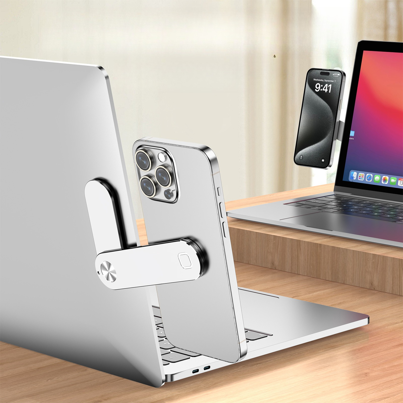 Laptop Telefoonhouder Link Beugel Magnetische Notebook Zijmontage Clip Verstelbare Aluminium Computer Monitor Uitbreidingsbeugel