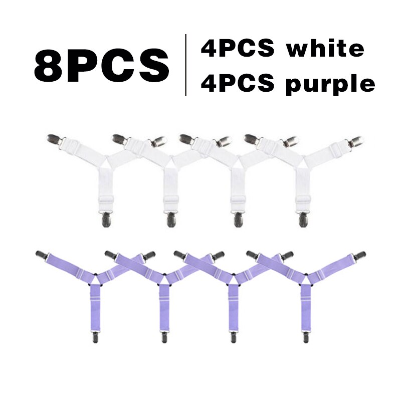 4 sztuk/zestaw łóżko sypialniane arkusz klip materac łączniki przydatne elastyczna osłona koce chwytaki uchwyt mocowania antypoślizgowy pas DIY: 4white4purple