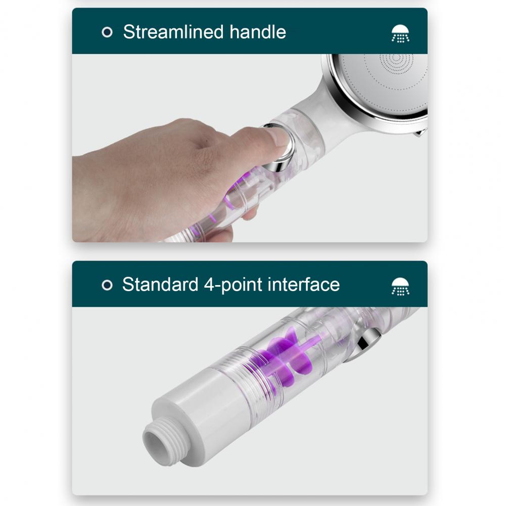 3 Mode Turbo Shower Head Adjustable Jetting Rainfall Pressurized Shower Head High Pressure Water Saving Showerhead for Bathroom