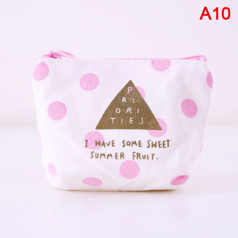 Cute Pink Canvas Coin Purse Coin Change Storage Bag Coin Bag: A10