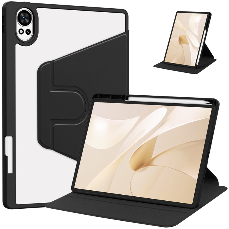 For Huawei MatePad 12x Case with Pen Holder 360 Rotating Acrylic Clear Hard Tablet Coque For MatePad 12 X Air 12 inch Case: 12.4 / black