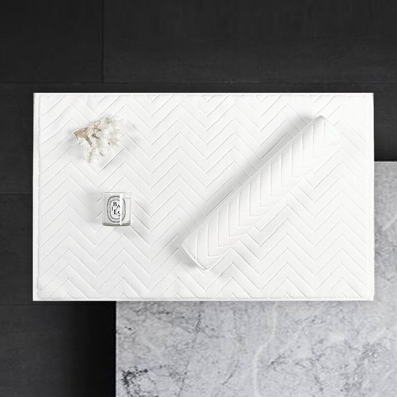 Alfombra de baño de algodón para Hotel, alfombras y tapetes de lujo para el baño del hogar, toalla para pies Jacquard, felpudo antideslizante y grueso, alfombras de bañera absorbentes: white B 330g