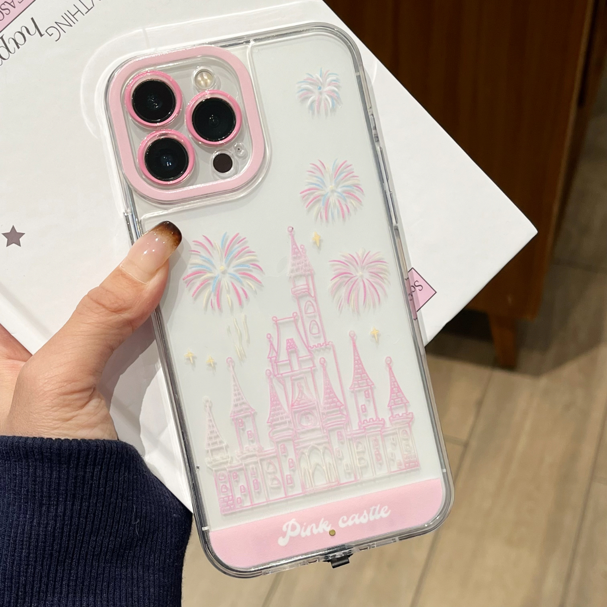 Leuchtender Anruf, leuchtender Blitz, fünf Farben, retro-Rosa-Schloss-Feuerwerk-Telefonhülle für iPhone 16, 15, 14, 13, 12, 11 Profi Max Plus: Für iphone 12