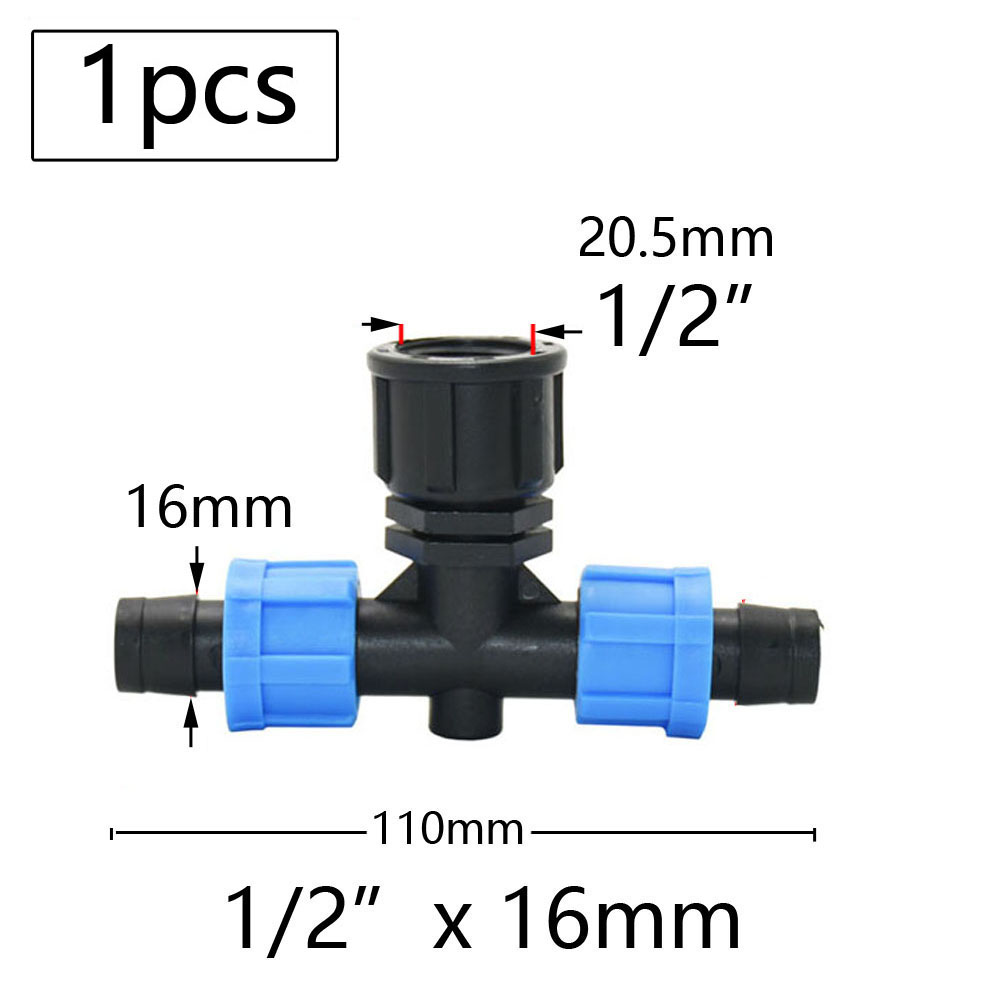 16mm Micro Irrigation Drip Tape Connectors Tee Repair Elbow End Plug Tap Fittings Locked Hose Joints Greenhouse Coupler: light yellow