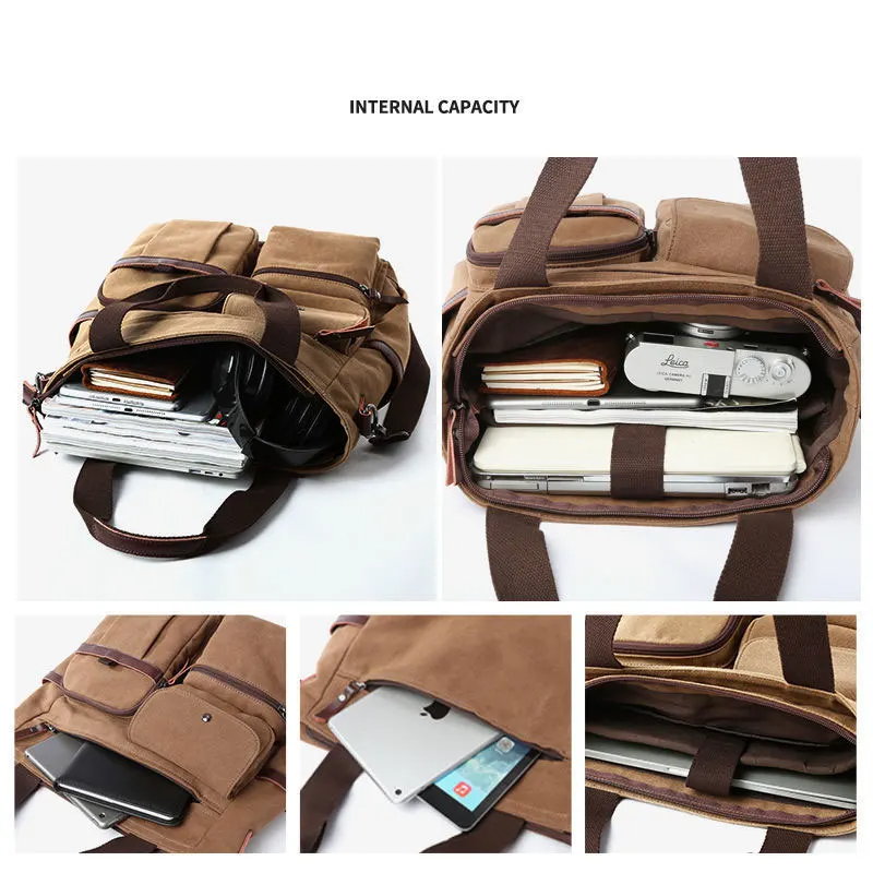 Heren Canvas Messenger Bag Crossbody Tassen Unisex Sling Bag Schoudertas voor reizen Werk College Vintage herenhandtassen Aktetas
