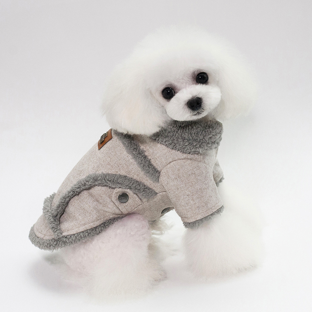 Chaqueta nórdica gruesa y cálida para perro, abrigo de dos patas para cachorro, ropa de algodón para perros pequeños y medianos, ropa de para invierno: light brown / M