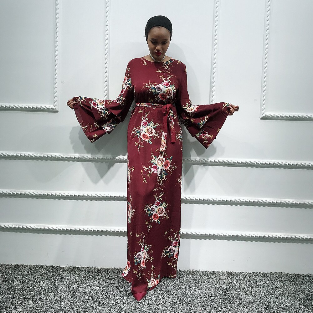 Kaftan marocain dubai abaya tyrkisk muslim hijab kjole marokkansk kaftan elbise islamisk tøj qatar robe djellaba kvinde kjoler: Vinrød kjole / Xl