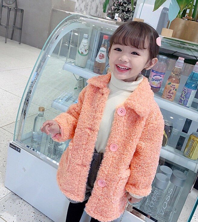 Abrigo grueso y cálido para niñas de 2 a 6 años, Chaqueta larga de invierno, ropa de abrigo: Naranja / 2T