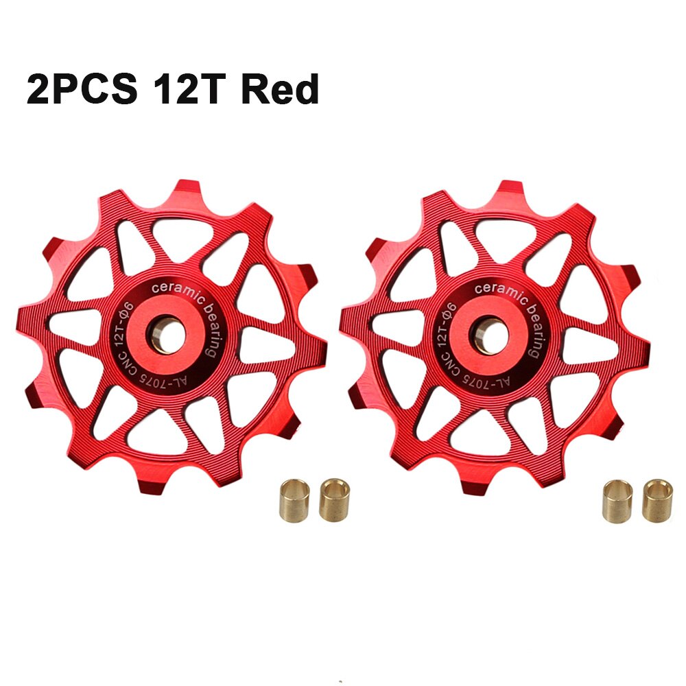 2 stücke 12T 14T Fahrrad Keramik Lagerbier Schaltwerk Rolle führen Rolle Leerlauf Für SHIMANO SRAM DEORE GX Jockey Rad Fahrrad Teile: 12T rot 2Stck