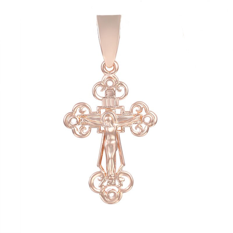 FJ 9 Style Jewelry Women Mens 585 Gold Color Crucifix Pendant Orthodox Cross Jewelry