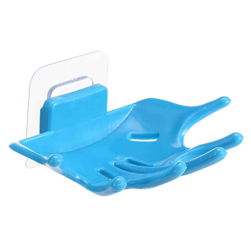 Zeepkist Hand Vormige Met Afvoer Draagbare Lichtgewicht Zeep Container Case Zeepbakje Houder Voor Badkamer Keuken: Blauw