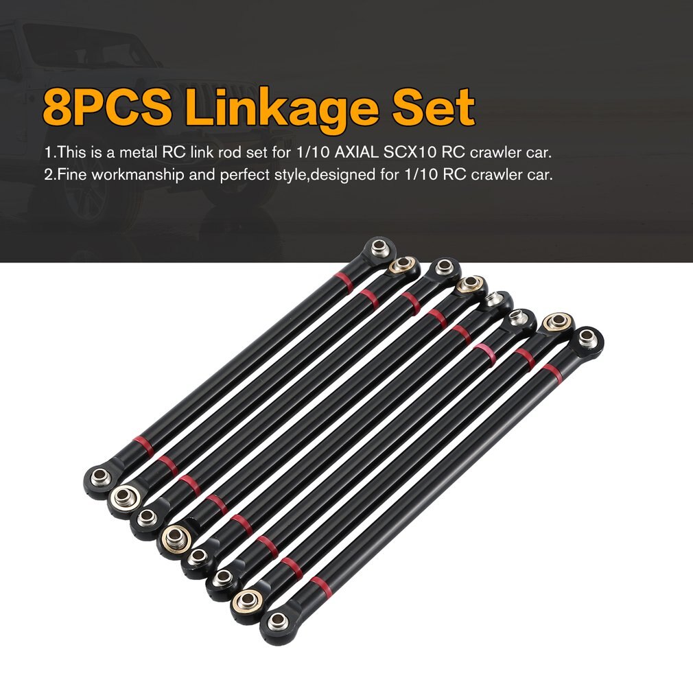 8 Stuks Aluminium Chassis Rc Link Rod Linkage Set 313Mm Wielbasis Voor 1/10 Axiale SCX10 Rc Crawler Auto