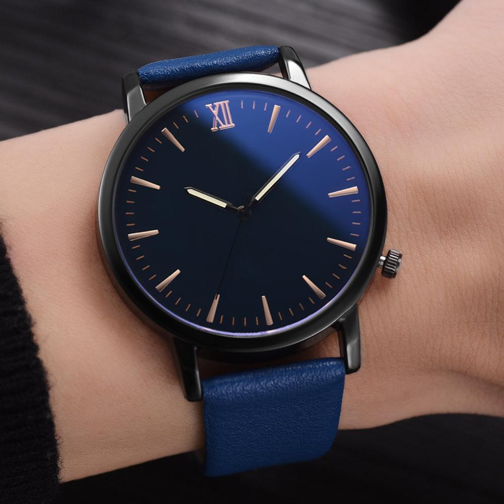 , reloj de negocios para hombres, pulsera de cuero PU, reloj de pulsera de cuarzo analógico a la , reloj Masculino