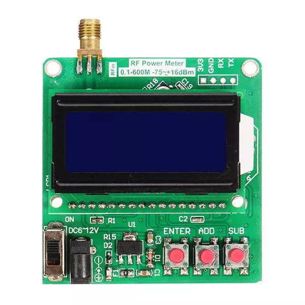 Accurate Power Meter Digital LCD RF Power Meter -75~16 dBm 1-600MHz Radio Frequency Attenuation Value AT Attenuation dB Module