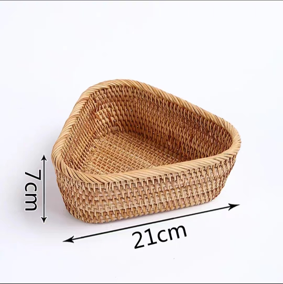 handgeweven opbergmand Rotan opbergvak Rieten mandBread Fruit Ontbijt Thee Picknickmand Keuken Opbergmand: Dark Gray