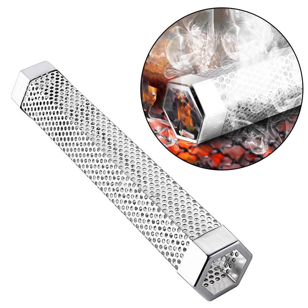1pc Stainless Steel Smoker Tube BBQ Wood Pellet Smoke Box Charcoal Grill Meat Rhombus BBQ Grill Accessories Cold Smoke Generator
