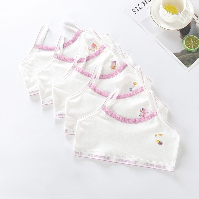 3Pcs biancheria intima per petto avvolto per ragazze adolescenti reggiseni da allenamento in pizzo nero bianco Top intimo estivo abbigliamento per bambini da 7 a 16 anni