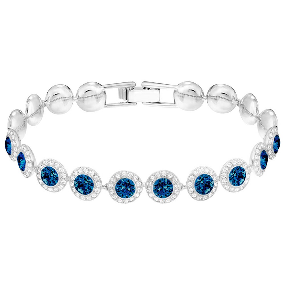 Pulsera de cristal transparente azul y rojo brillante para mujer, brazalete de cristal de para novia y madre, joyería de , SWA, nueva,: 5480484