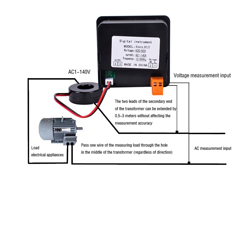 Ac Stroom Spanning Frequentie Digitale Display Meter Digitale Voltmeter Amperemeter AC50-500V AC1-140A 10-99.9Hz