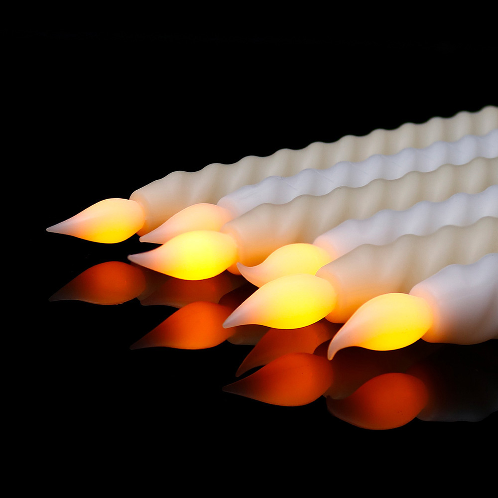 Velas cónicas LED sin llama, luces decorativas para ventana, velas navideñas, lámpara, velas largas eléctricas, candelabros sin llama con mecha 3D