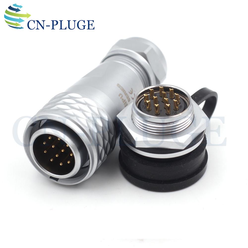 Waterproof 12 pin Automotive Wire Connector WEIPU SF20 Series 20mm Circular Panel Mount Connector Male Plug & Female Socket IP67
