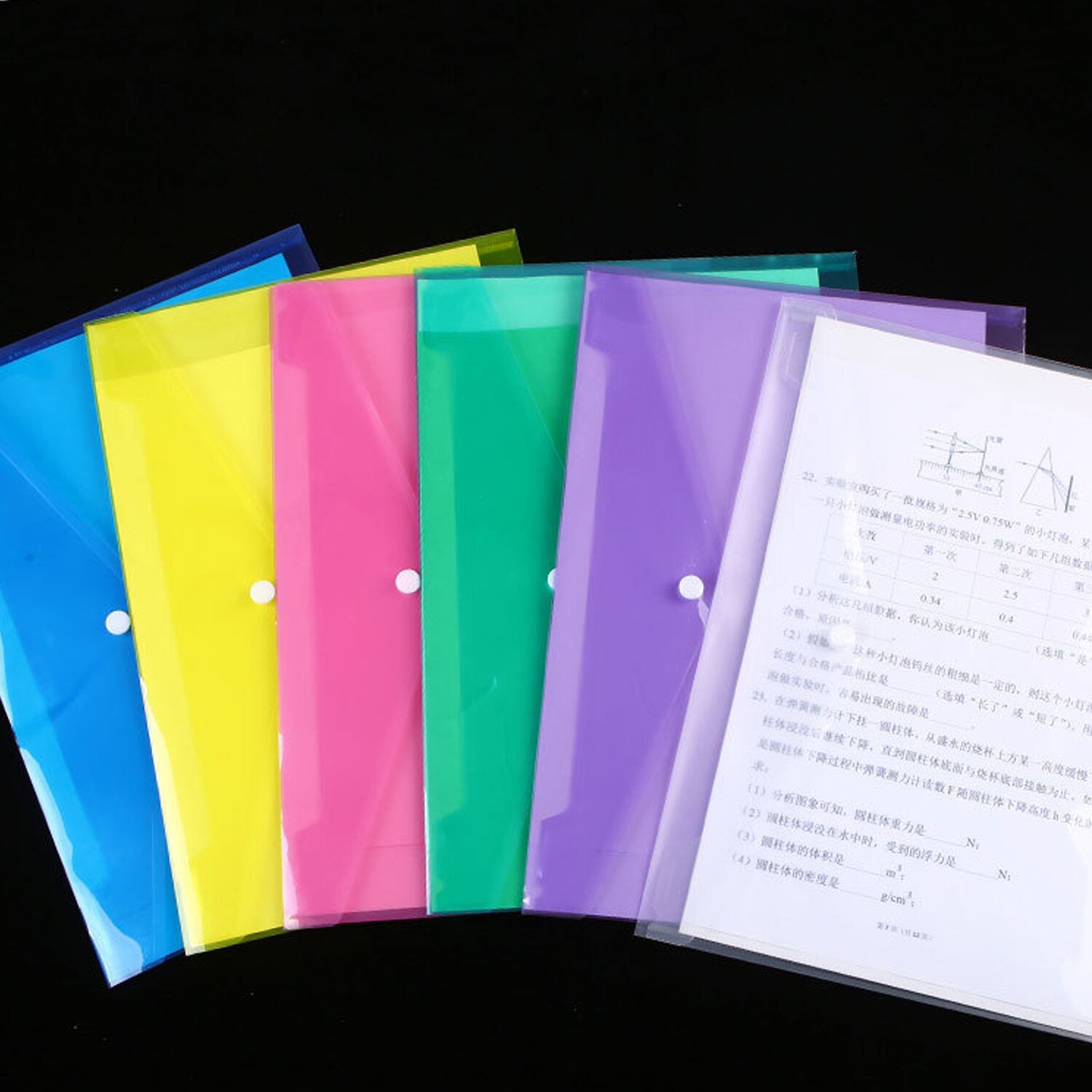 2pcs/lot Paper File Folder Paper Pouch A4 Clear Document Bag Stationery School Office Case PP 6colors