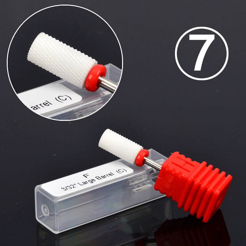 LCJ 7 tipos broca de clavo de cerámica de gama alta 3/32 "brocas rotativas para taladro de manicura eléctrica uña Accesorios: 7