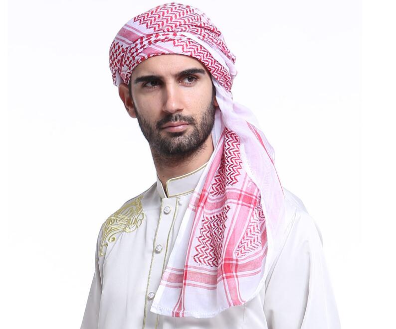 5 st muslimska hijab arabiska halsdukar män arabiska keffiyeh islamiskt pannband hatt mössa mössa tryck man halsduk turban arabiskt huvudskydd: 1