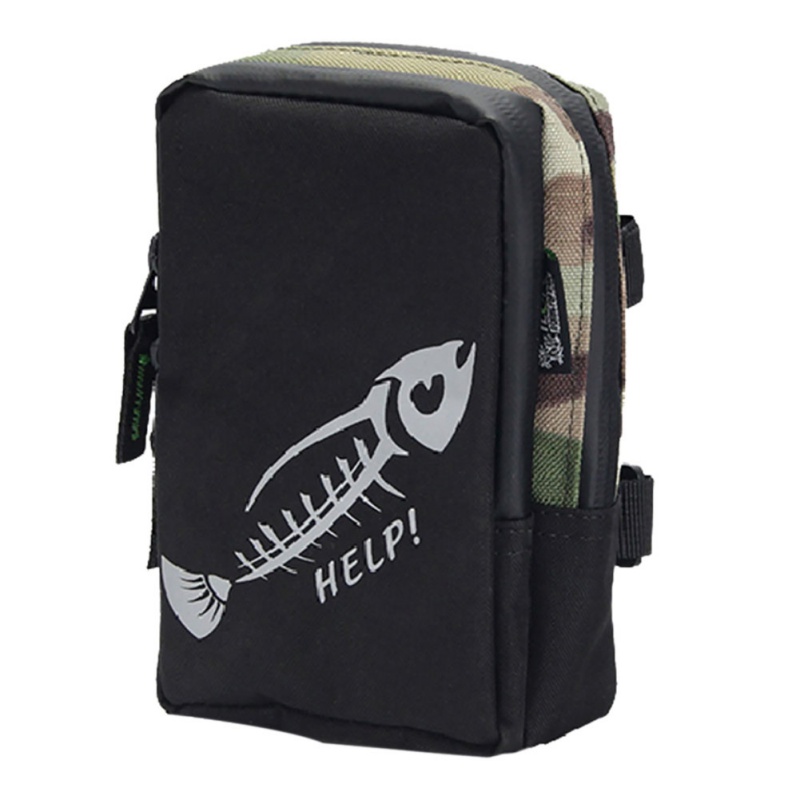 Bolsa de lona para pesca al aire libre, bolsa pequeña, bolsa de carretes de pesca, línea de pesca/bolsa de cintura para rueda, equipo de pesca con 2 cierres: Rojo