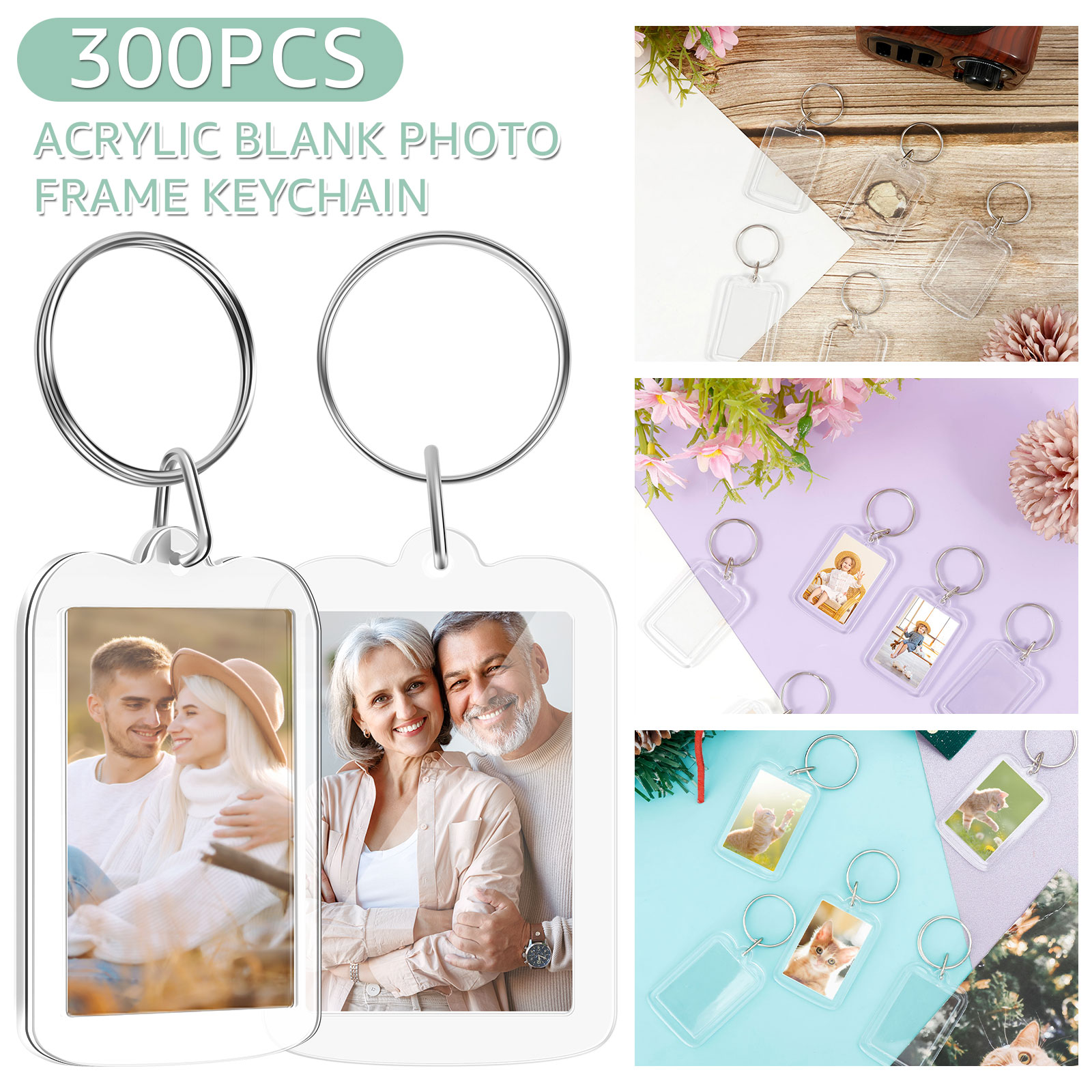 100 stuks blanco foto sleutelhangers acryl blanco foto invoegen sleutelhanger dubbelzijdig duidelijke sleutelhanger fotohouder DIY feestgast