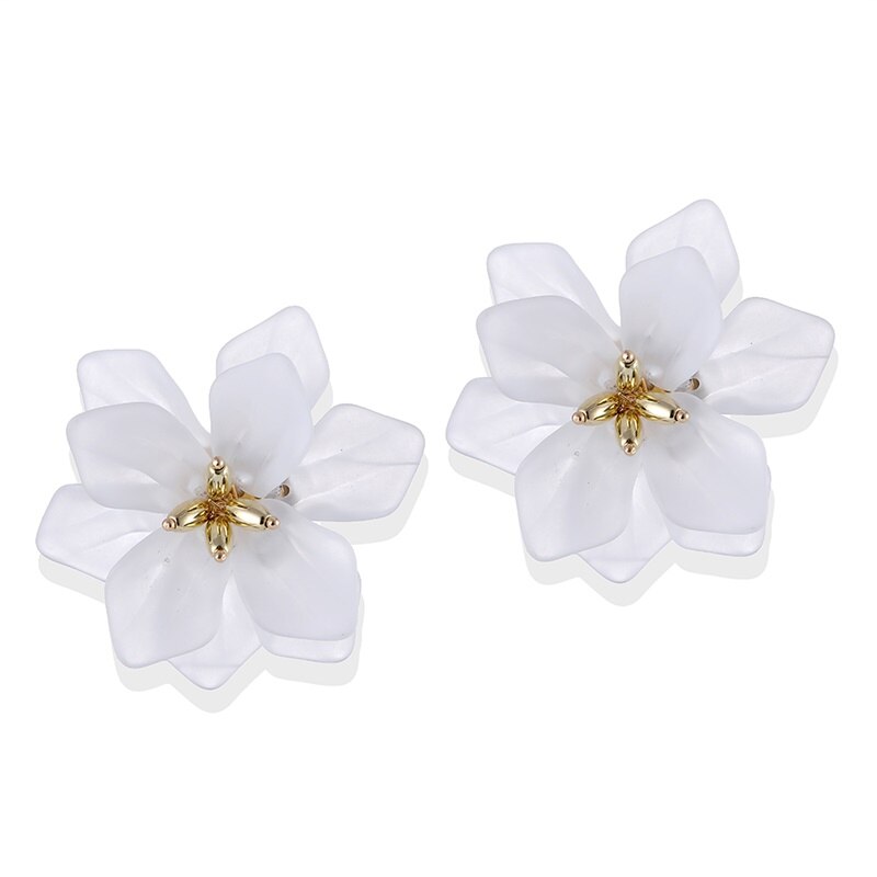 EN Koreanische Stil Übertreibung Blume Stud Ohrringe Für Frauen Acryl Big Weiß Orange Blume Ohrringe Brinco Schmuck: 3