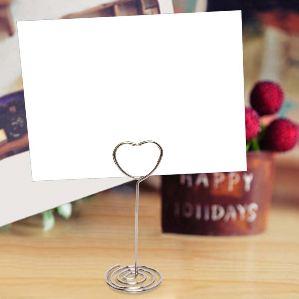 10Pcs Metal Party Table Number Card Holder Heart Ring Star Shape Photo Note Clip Party Direction Signs Photo Holders