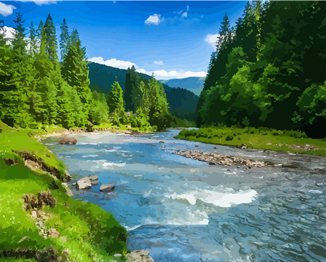 HUACAN Painting By Number Forest Landscape Kits Drawing Canvas HandPainted DIY Oil Pictures Scenery Home Decor: SZHC002