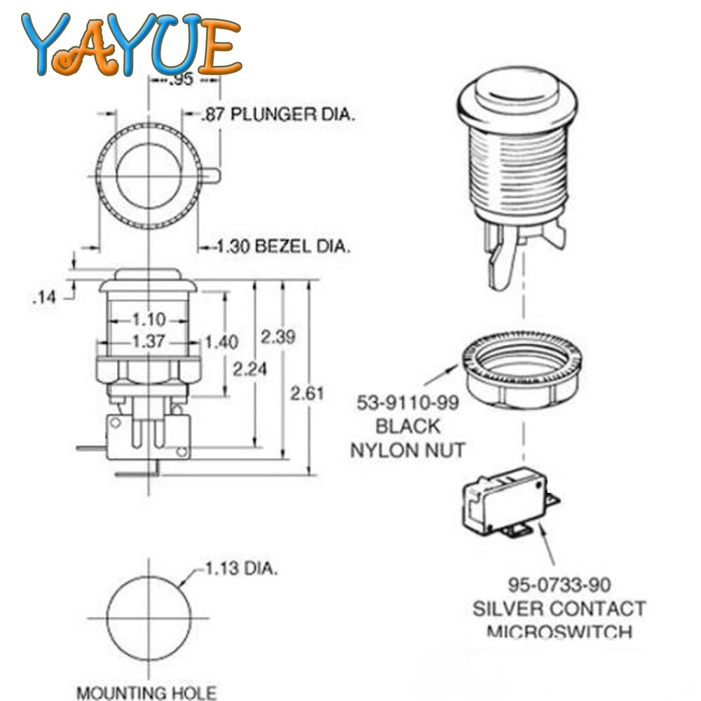 12pz Happ Stile Bottoni Americano Stile FAI DA TE Pulsante di porticato Interruttore micro Interruttore per La macchina del Gioco di Galleria