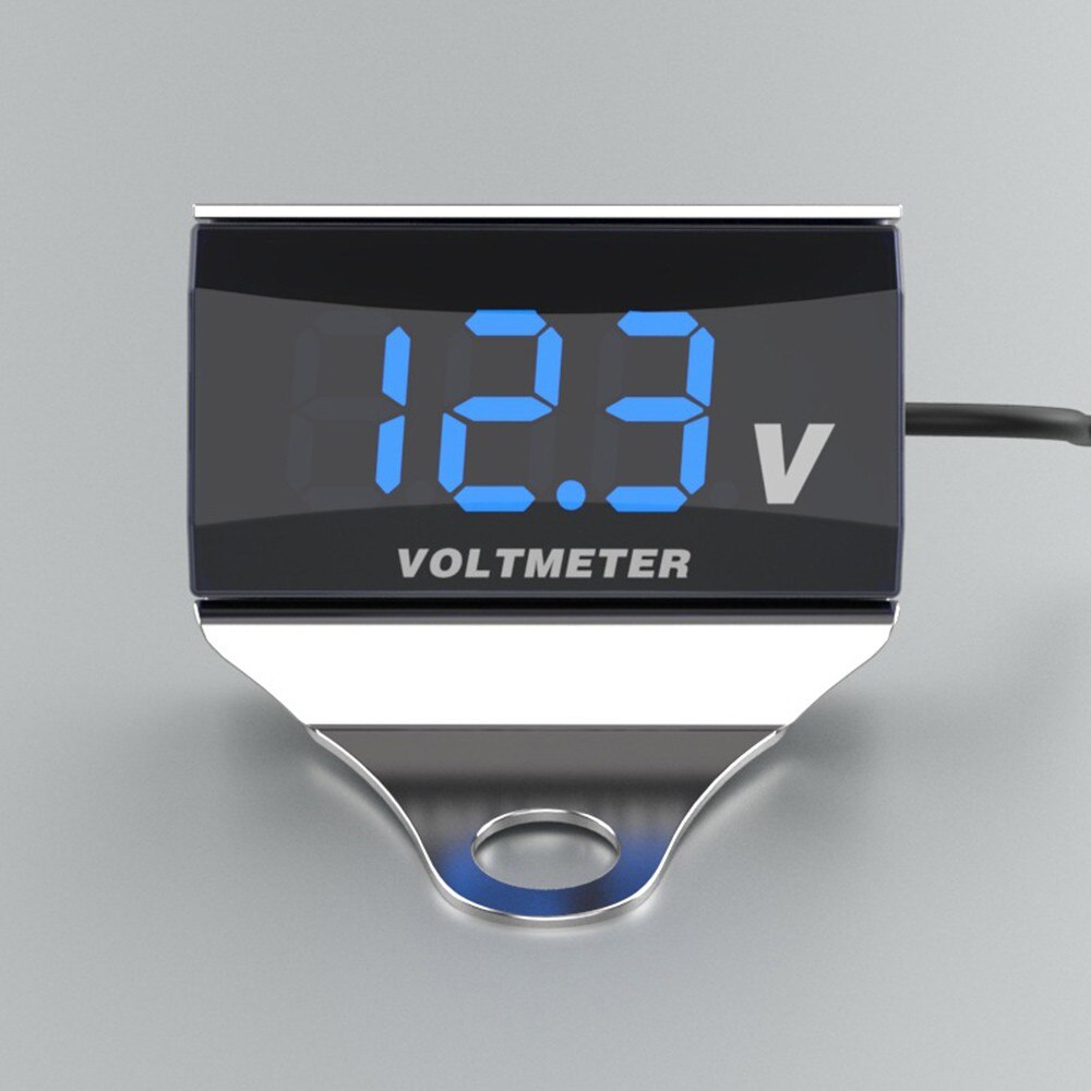 Voltmètre numérique pour moto avec affichage LED, étanche, testeur de tension de batterie, jauge avec support, 10-150V DC