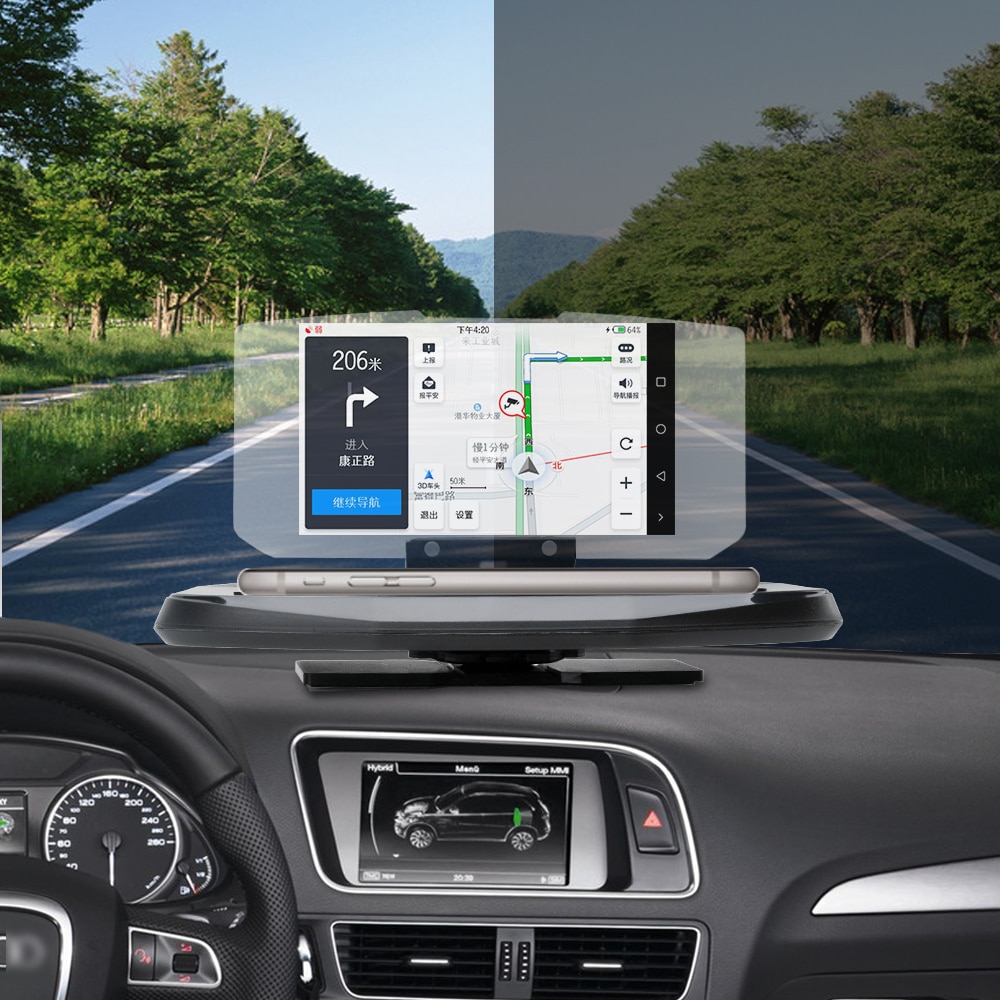 Universal Car Hud Snelheid Waarschuwing Head Up Display Gps Navigatie Projector Telefoon Houder Draadloze Oplader Voor Telefoon Auto Accessorie