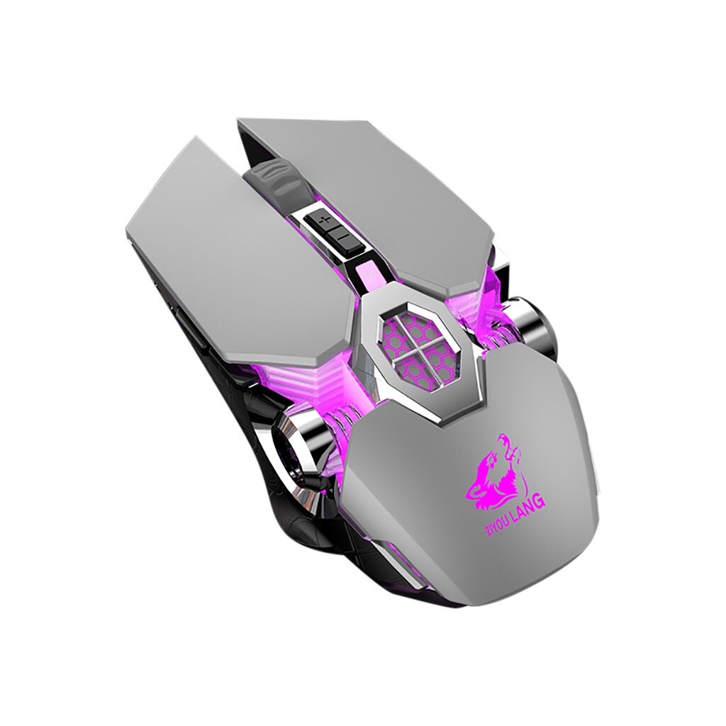 Wireless Rechargeable Gaming Mouse Noiseless Liquid-cooled Shining Silent Mute Mechanical Mice Compatible For Mac OS & Windows: B