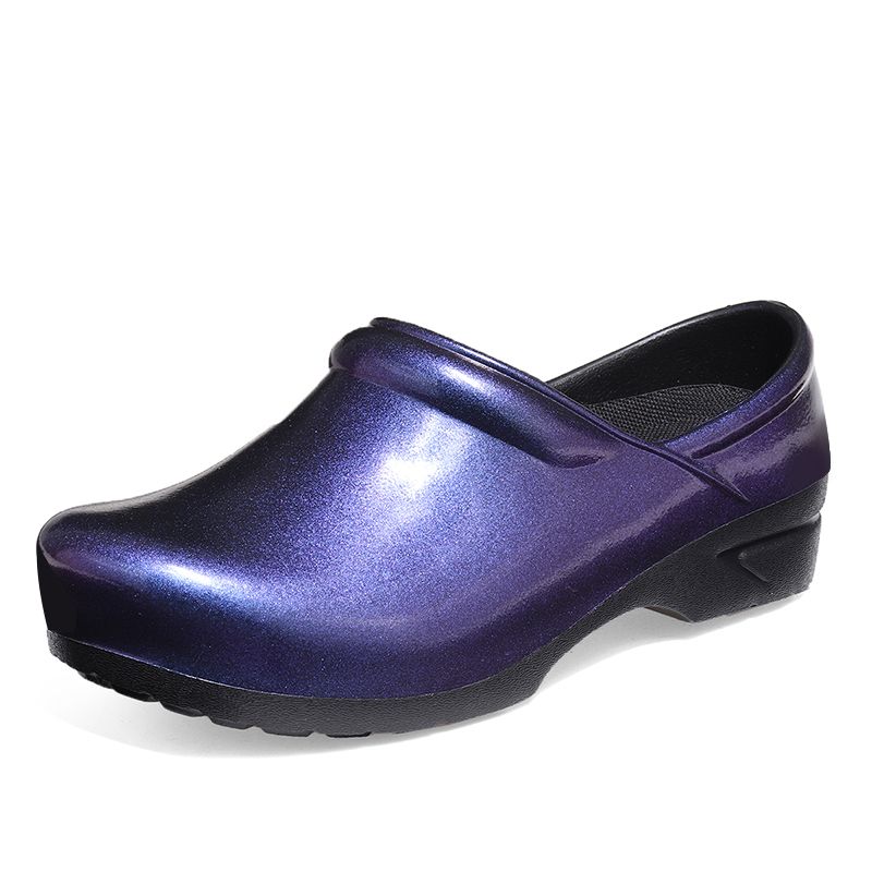 AtreGo Womens Gradient Kitchen Chef Work Shoes Oil-resistant Waterproof Non-slip Hotel Restaurant Chef Shoes Flat Sandals: Blue / 37