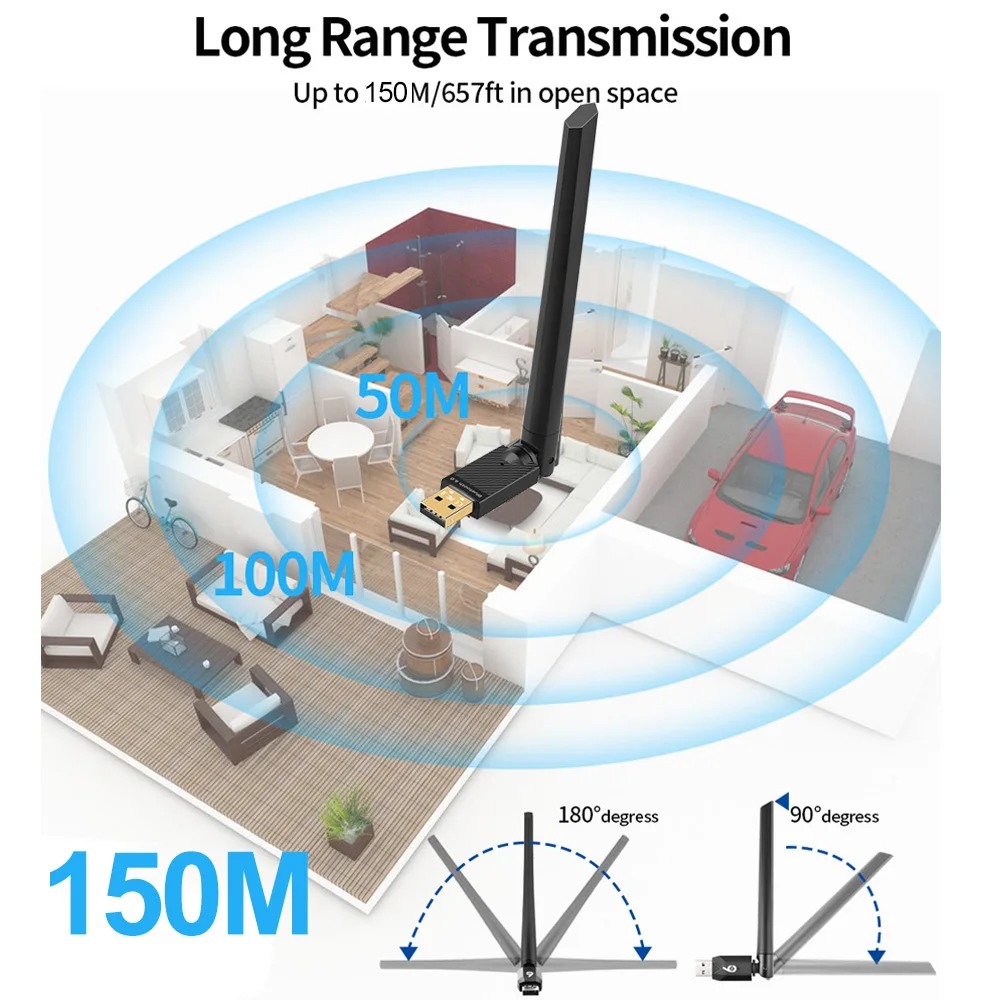 adapter Bluetooth 6.0 z anteną USB Dongle Odbiornik i nadajnik Bluetooth robić klawiatury i myszy okna 11/10/8.1 Bez sterowników