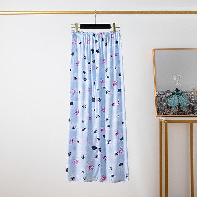 Pyjama en coton et lin pour femmes, style décontracté, confortable et fin, pantalon à jambes larges, pour la maison, en rayonne, grande taille: 015