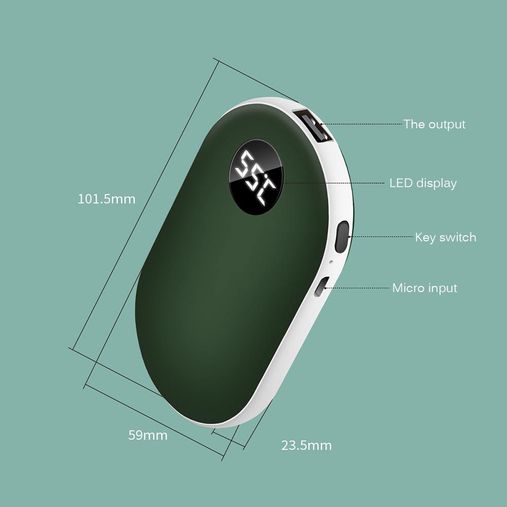 Scaldamani elettrico ricaricabile USB da 5200mAh scaldamani mini 5V a lunga durata con riscaldamento a doppio lato invernale